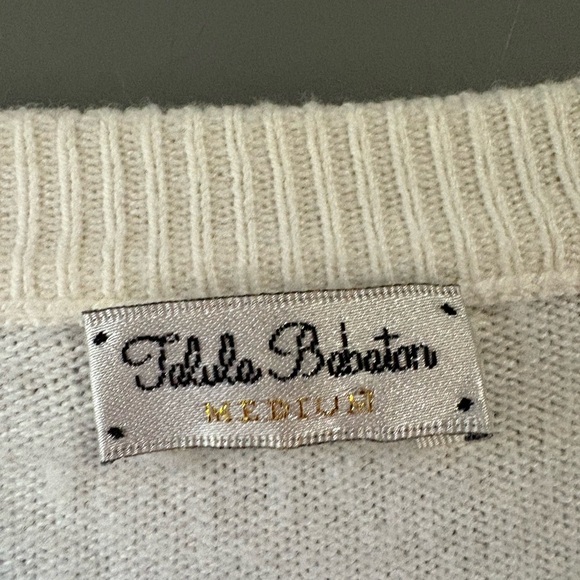 Talula Babaton, size M, cashmere white deep V neck long sleeve pullover - Picture 3 of 5